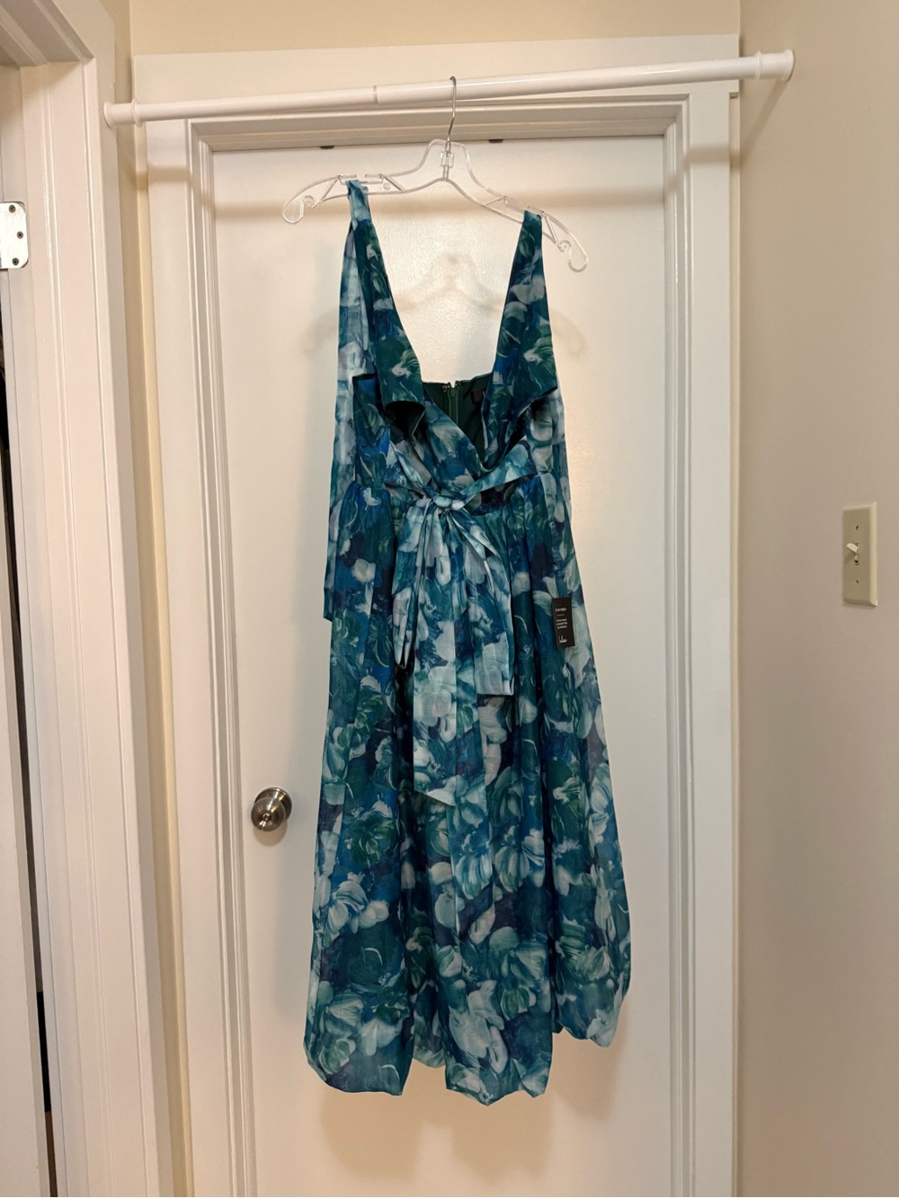 Lulu's Teal and Blue Floral V-Neck Dress